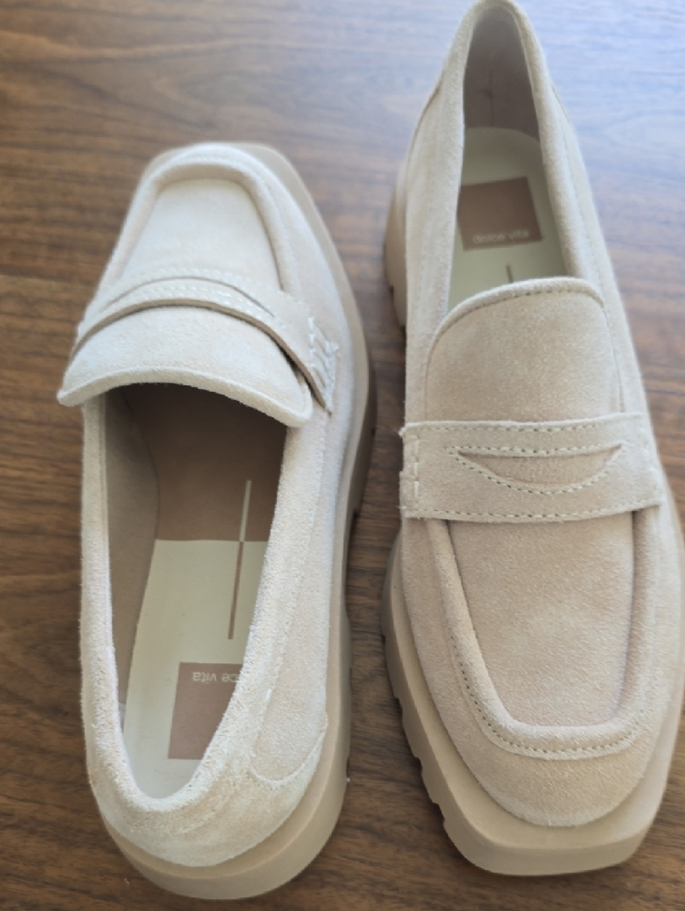 Dolce Vita Taupe Suede Penny Loafers - Picture 3 of 8